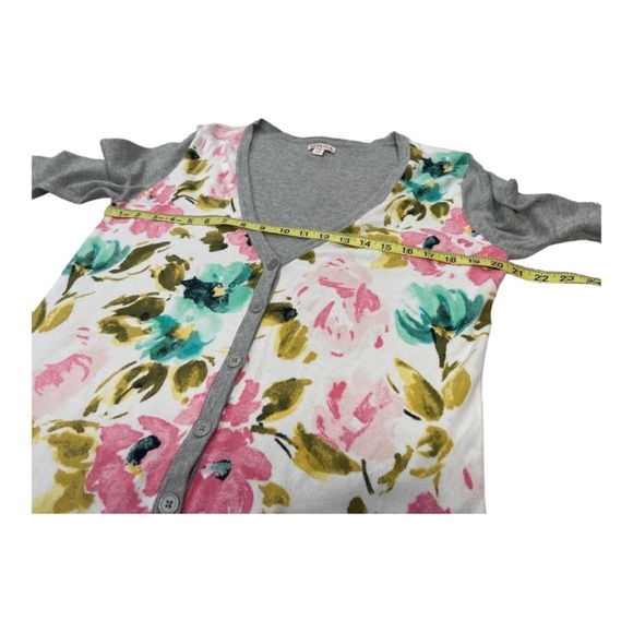 Merona Heather Gray & Floral Large Knit Cardigan - Picture 3 of 7